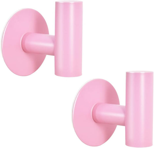 Pink Adhesive Stainless Steel Self-Adhesive Towel Hook (2-Pack)