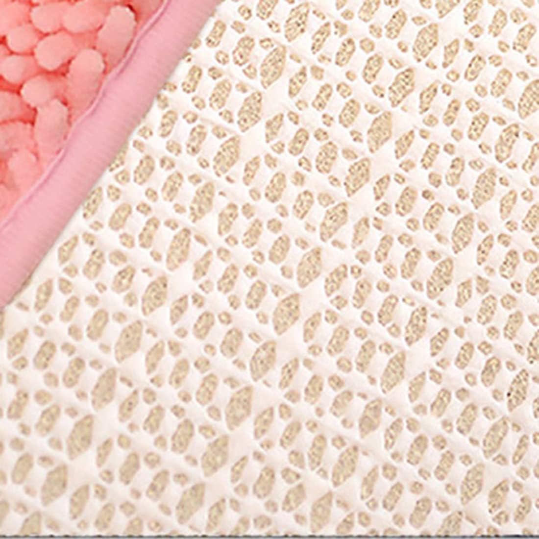 Pink Small Heart Shaped Chenille Bath Mat Soft Absorbent Plush Microfiber Bathroom Rug Non-Slip Machine Washable Shaggy Mats Carpet for Shower, Bedroom, Bathtub, 12"x18"
