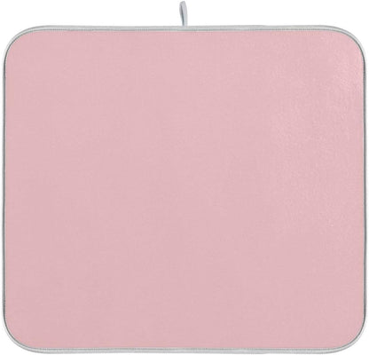 Light Pink Dish Drying Mat for Kitchen Counter Absorbent Dish Drying Pad Non-slip Easy Clean Kitchen Drying Mat for Countertops Sinks Dishes Pots and Pans, 16" x 18"