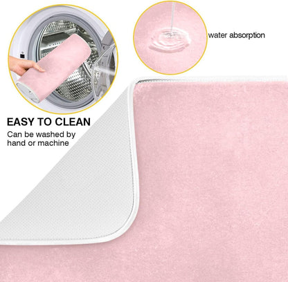 Light Pink Dish Drying Mat for Kitchen Counter Absorbent Dish Drying Pad Non-slip Easy Clean Kitchen Drying Mat for Countertops Sinks Dishes Pots and Pans, 16" x 18"