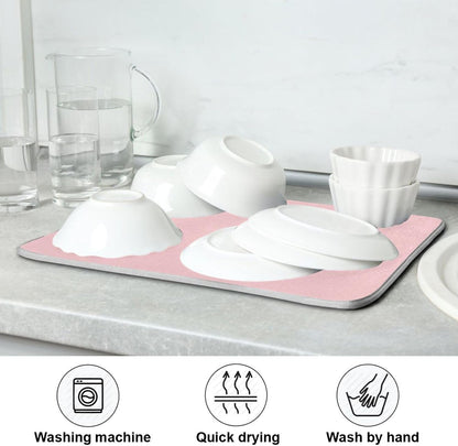 Light Pink Dish Drying Mat for Kitchen Counter Absorbent Dish Drying Pad Non-slip Easy Clean Kitchen Drying Mat for Countertops Sinks Dishes Pots and Pans, 16" x 18"