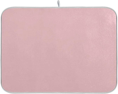 Light Pink Dish Drying Mat for Kitchen Counter Absorbent Dish Drying Pad Non-slip Easy Clean Kitchen Drying Mat for Countertops Sinks Dishes Pots and Pans, 16" x 18"