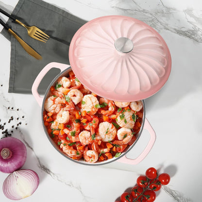 Enameled Cast Iron Dutch Oven Pot with Lid, 3 QT Small Dutch Oven