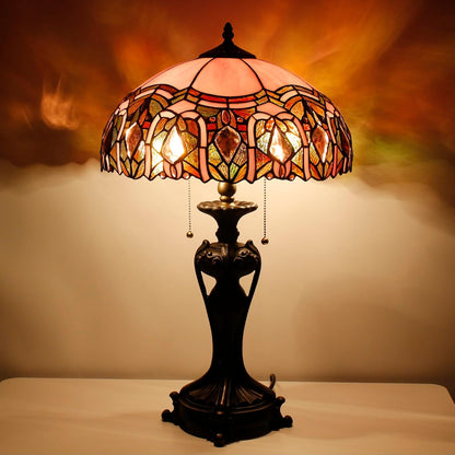ANYONGLUTiffany Lamp(2 Lights)Stained Glass Table Lamp Bedside Desk Reading