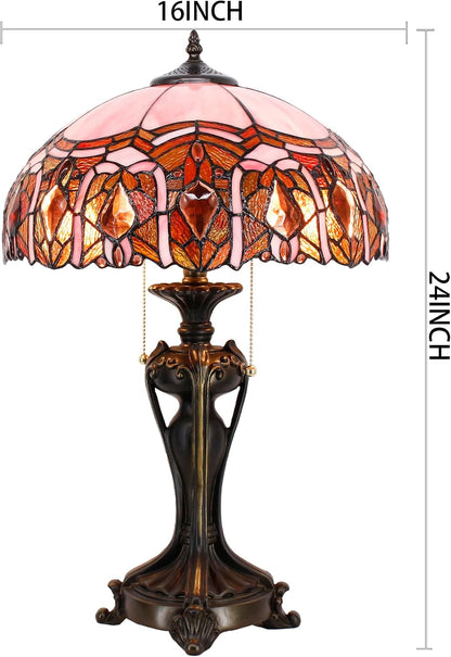 ANYONGLUTiffany Lamp(2 Lights)Stained Glass Table Lamp Bedside Desk Reading