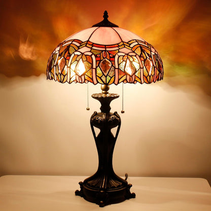 ANYONGLUTiffany Lamp(2 Lights)Stained Glass Table Lamp Bedside Desk Reading