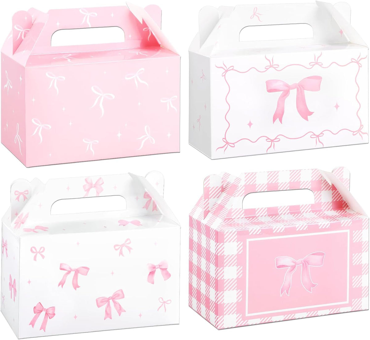 24 Pcs Pink Bow Treat Boxes Bow Goodie Gift Boxes