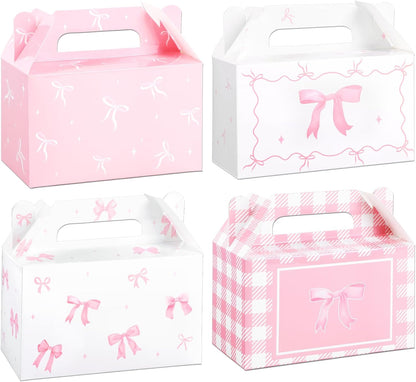 24 Pcs Pink Bow Treat Boxes Bow Goodie Gift Boxes