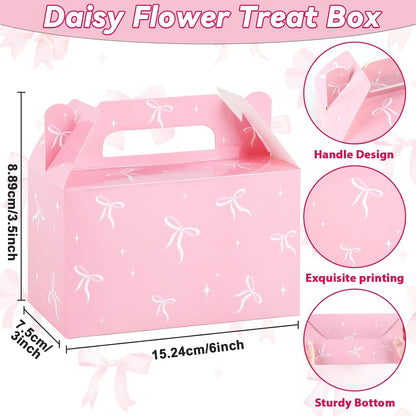 24 Pcs Pink Bow Treat Boxes Bow Goodie Gift Boxes
