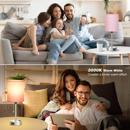 Small Bedside Table Lamp for Bedroom - Desk Lamp with USB Ports for Dorm