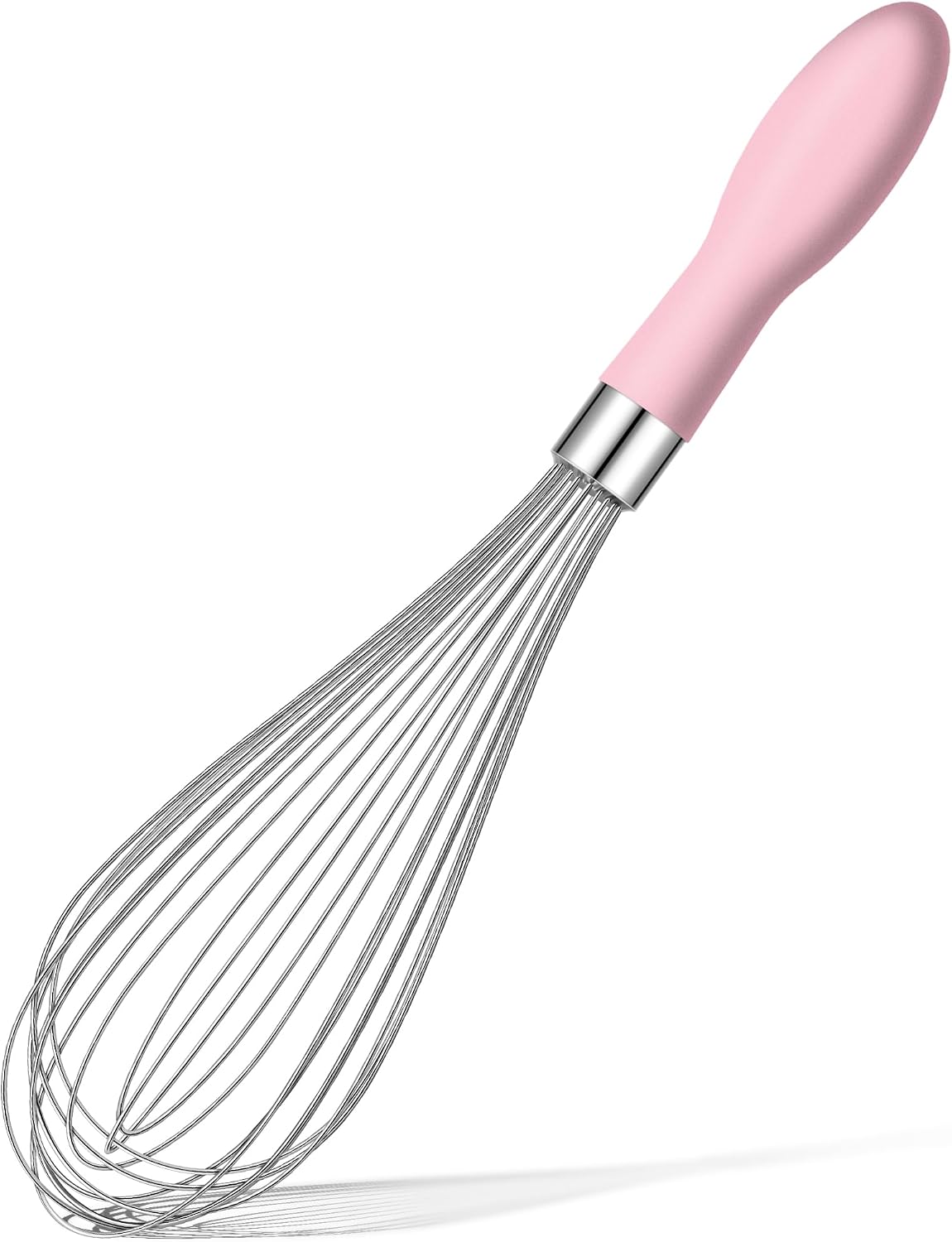 Wire Whisk Stainless Steel, Balloon Whisks for Cooking, Wisk Wisking Tool With Soft Silicone Handle, Thick Durable Whisker for Blending, Beating, Whisking (Pink, 12 inch)