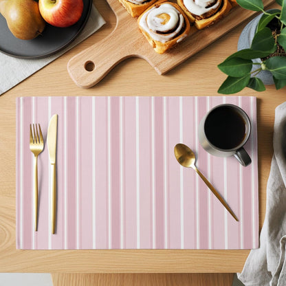 Pink White Striped Placemats Set of 8 Solid Light Pink White Stripes Rustic Minimalist Table Mats Kitchen Dining Home Outdoor Party Table Decoration