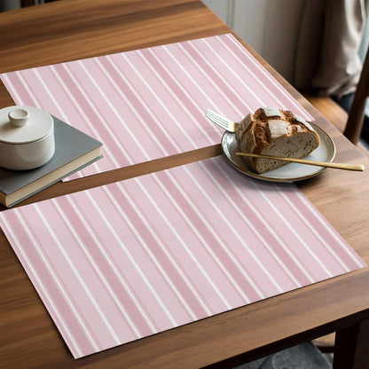 Pink White Striped Placemats Set of 8 Solid Light Pink White Stripes Rustic Minimalist Table Mats Kitchen Dining Home Outdoor Party Table Decoration