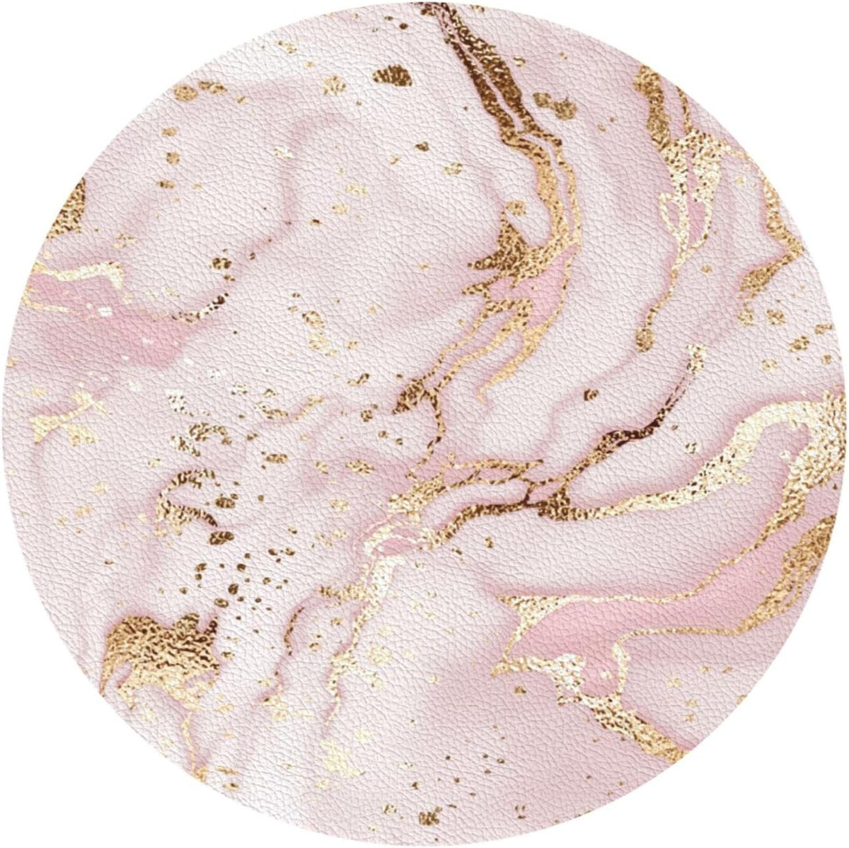 Pink White Marble Drink Coasters for Coffee Table, Portable Non-Slip Leather Gold Glitter Texture Coaster for Kitchen Living Room Office Kinds of Cups Home Decor Bar Round Coasters(Round,6 pcs)