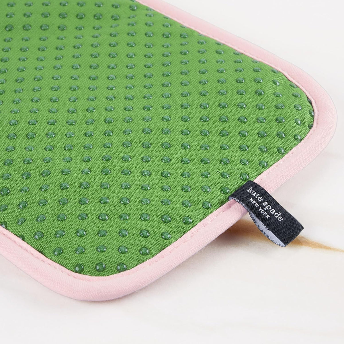 Botanical Stripe Pot Holder 2-Pack Set, 7" x 10", Green/Pink