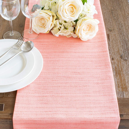 Peach Dining Table Runners (13x72 inch, Pack of 1, Pom Pom Trim) Fabric Lined | Properly Finished, No Fray Edges | for Home, Kitchen, Dining Room, Holiday, Wedding Party Décor