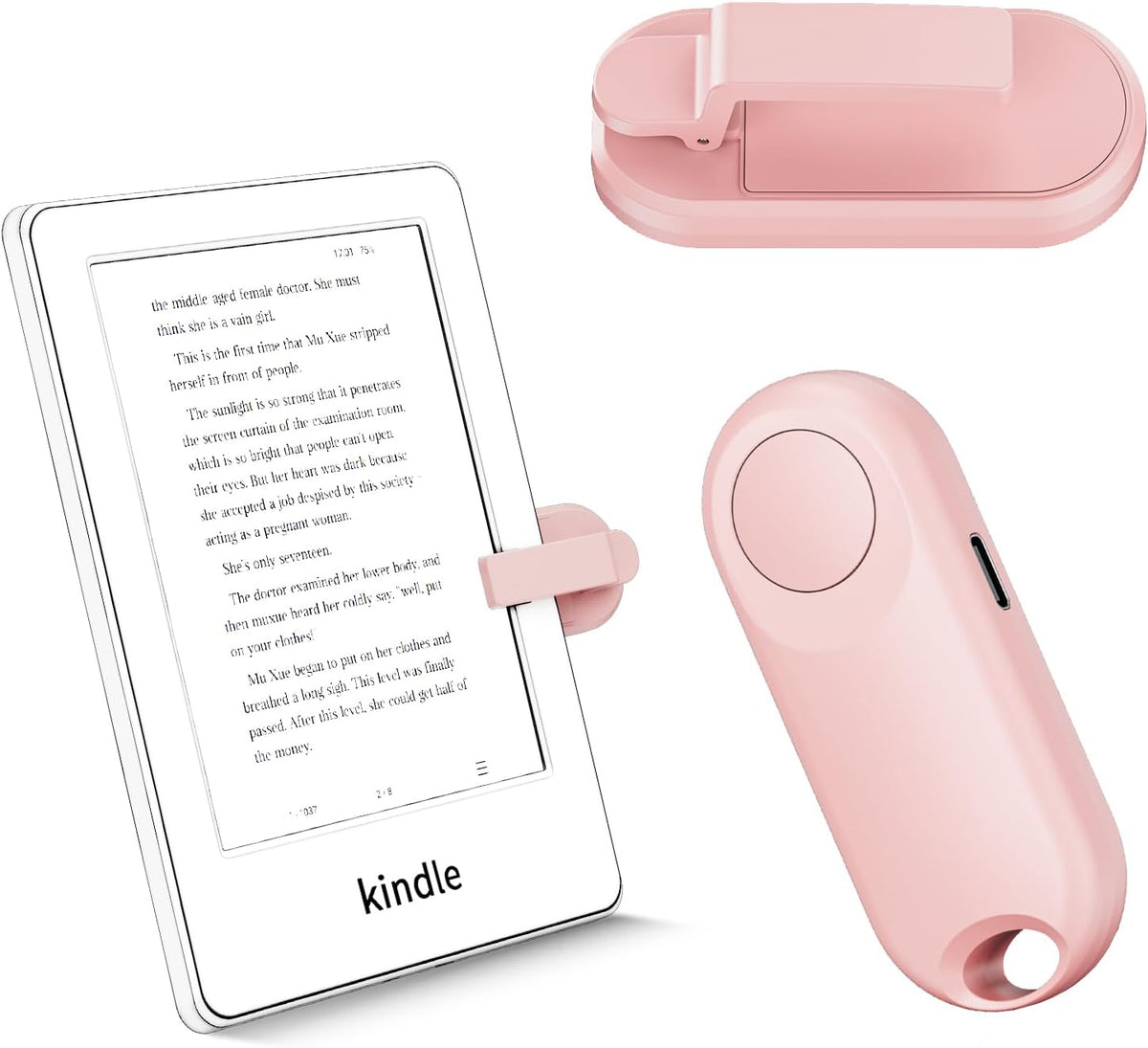 RF Remote Control Page Turner for Kindle Paperwhite Accessories Ipad Reading Kobo Surface Comics/Novels iPhone Tablets Android Taking Photos Camera Video Recording Remote Triggers(Pink)