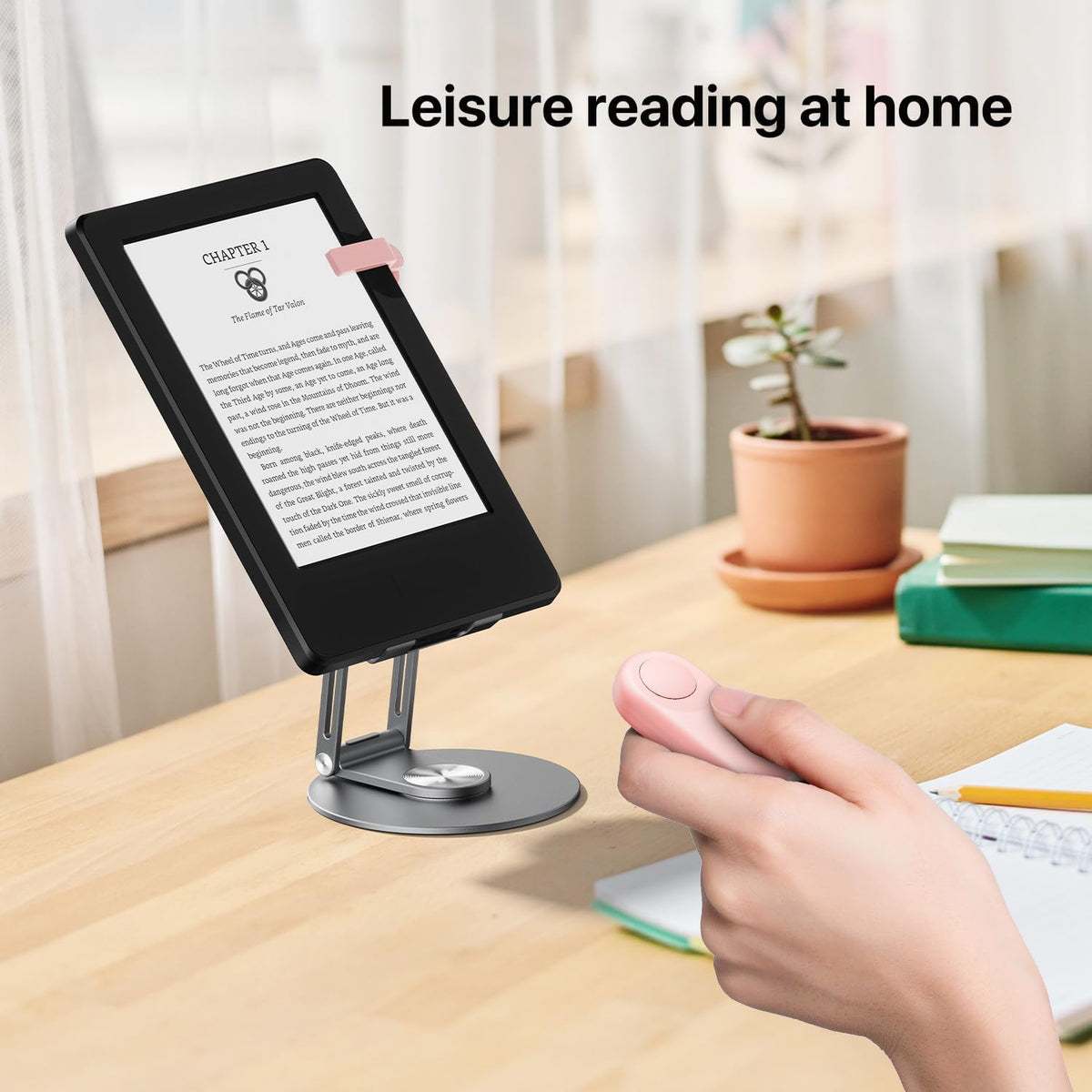 RF Remote Control Page Turner for Kindle Paperwhite Accessories Ipad Reading Kobo Surface Comics/Novels iPhone Tablets Android Taking Photos Camera Video Recording Remote Triggers(Pink)