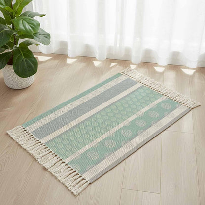 Farm Fruits Area Rug for Bedroom 3 x 5 Ft, Large Washable Throw Carpet, Watermelon Lemons Peach Pink Grey Striped Bathroom Mat with Tassels for Living Room Kitchen Office Dorm