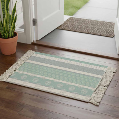 Farm Fruits Area Rug for Bedroom 3 x 5 Ft, Large Washable Throw Carpet, Watermelon Lemons Peach Pink Grey Striped Bathroom Mat with Tassels for Living Room Kitchen Office Dorm