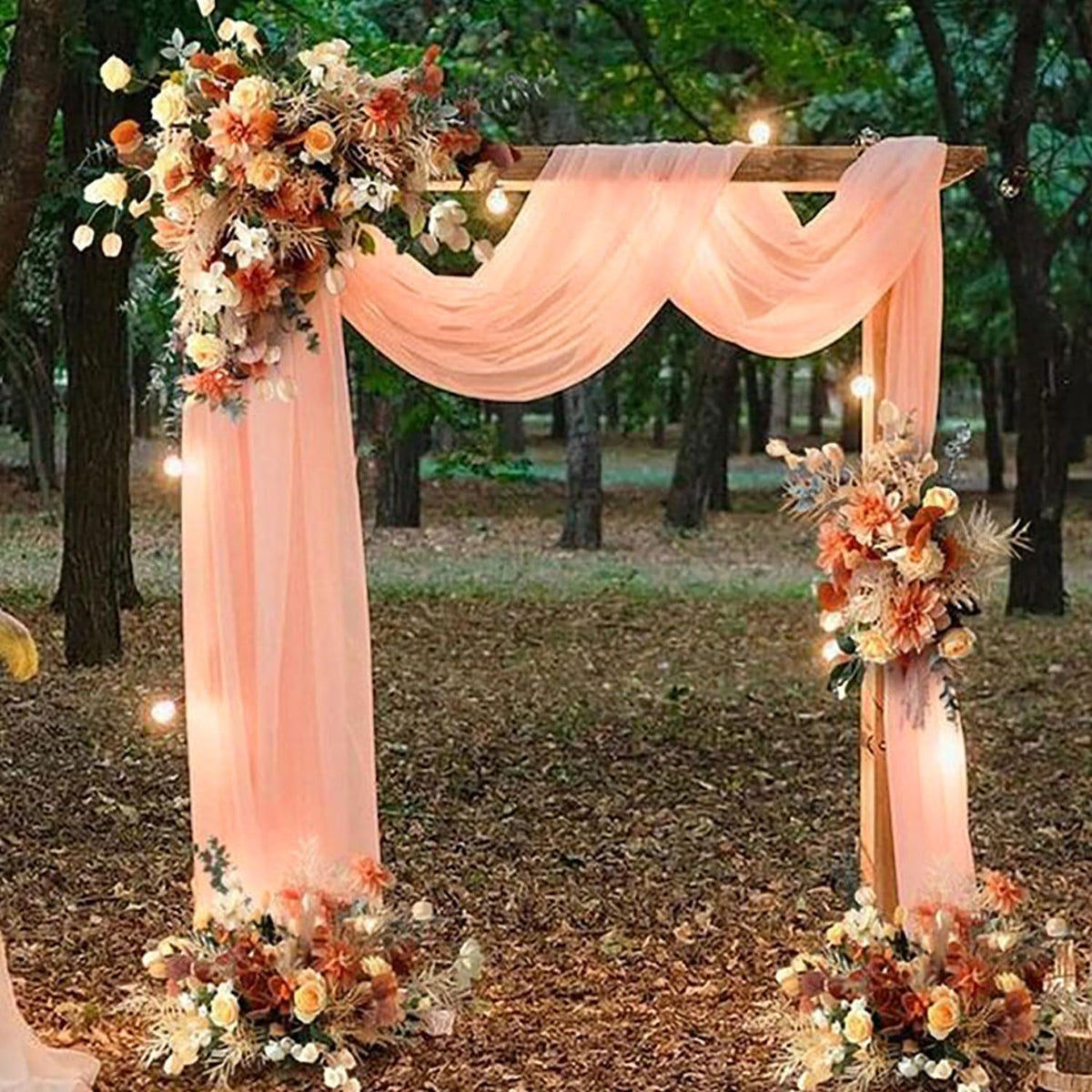 Wedding Arch Draping Fabric Peach Sheer Drapery Fabric Chiffon Backdrop Curtains for Party Wedding Chiffon Fabrics Drapes Curtain Semi Sheer Arbor Drapery for Ceremony Reception Swag Curtain
