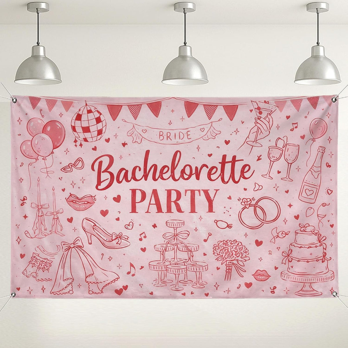 Bachelorette Party Backdrop, Fun Peach Romantic Decorations for Bridal Shower, Cute Wedding Celebration Background for Indoor/Outdoor Events 71x43 Inch