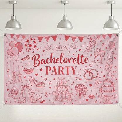 Bachelorette Party Backdrop, Fun Peach Romantic Decorations for Bridal Shower, Cute Wedding Celebration Background for Indoor/Outdoor Events 71x43 Inch