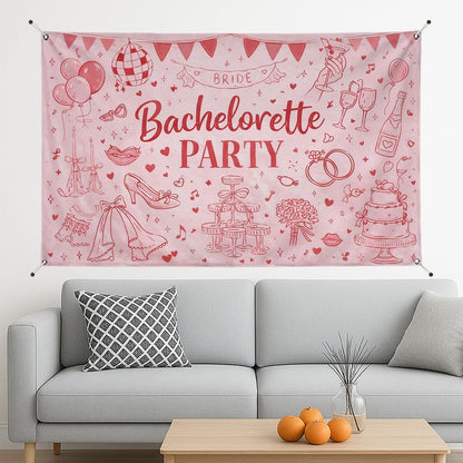 Bachelorette Party Backdrop, Fun Peach Romantic Decorations for Bridal Shower, Cute Wedding Celebration Background for Indoor/Outdoor Events 71x43 Inch