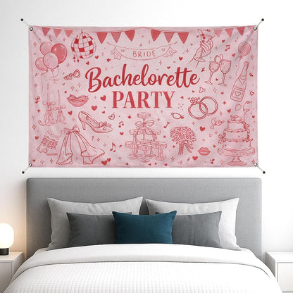 Bachelorette Party Backdrop, Fun Peach Romantic Decorations for Bridal Shower, Cute Wedding Celebration Background for Indoor/Outdoor Events 71x43 Inch