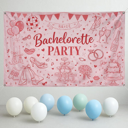 Bachelorette Party Backdrop, Fun Peach Romantic Decorations for Bridal Shower, Cute Wedding Celebration Background for Indoor/Outdoor Events 71x43 Inch