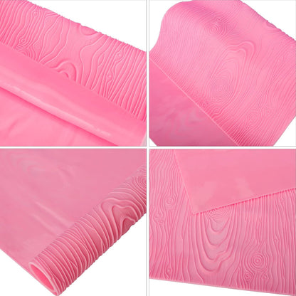 Silicone Lace Mold for Cakes Decorating, Woodgrain Fondant Impression Mat Silicone Lace Mold, Fondant Texture for Sugar Wood Texture Sheet Embossed Craft Tools (17 x 9 inches, Pink)