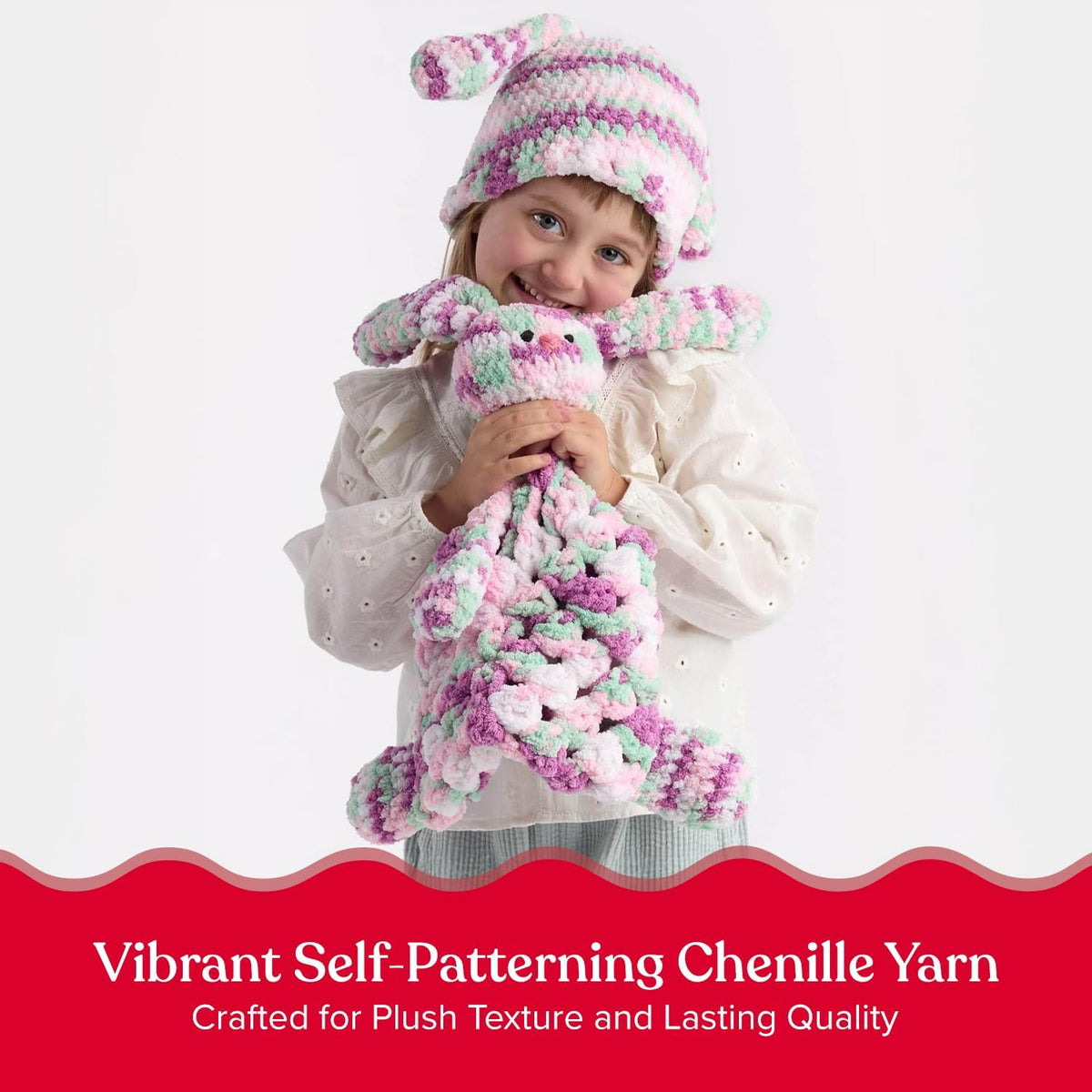 Basix Chenille Brights Yarn, Plush Bulky Chenille Yarn for Crocheting & Hand Knitting, Soft Yarn for Cozy Projects, Chunky Yarn for Hand Knitting, Peach