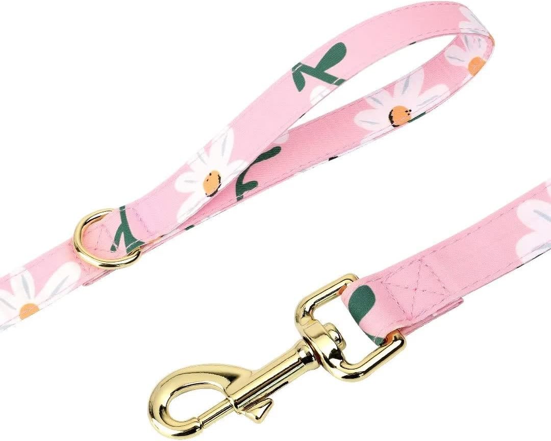 Cute Dog Collars,Harnesses,Leashes Set, Floral Pattern, Pink-1,S