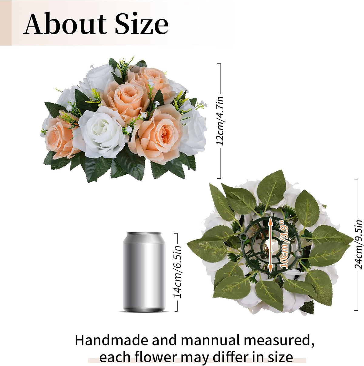 Flower Ball Centerpieces for Tables: 2pcs Peach Fuzz Fake Rose
