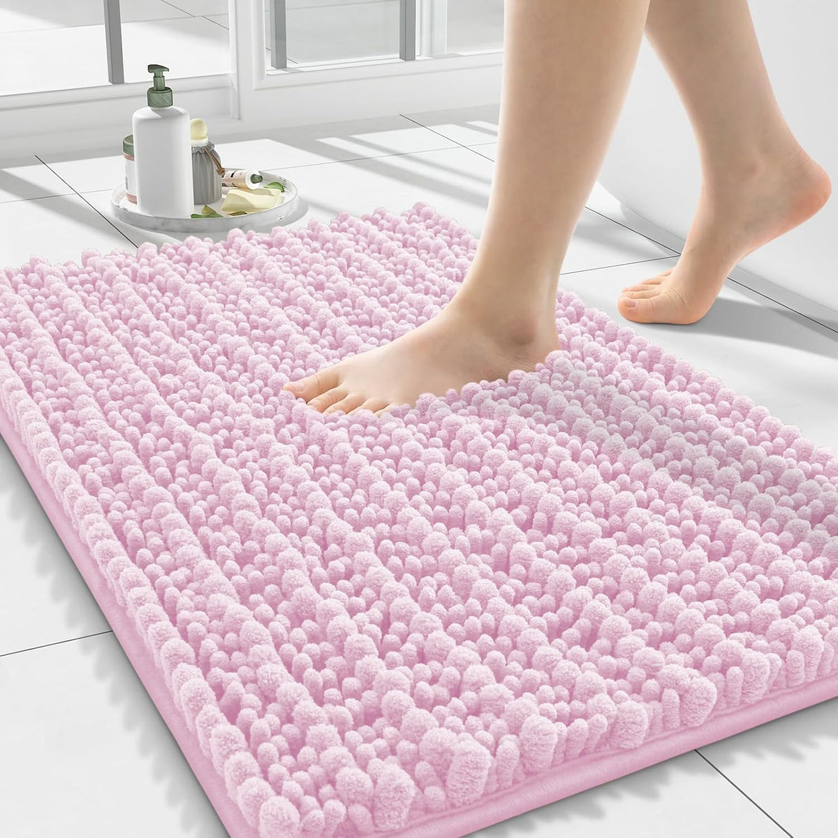 Bathroom Rugs 24X16, Extra Soft Rubber Backing Chenille Bath Mats