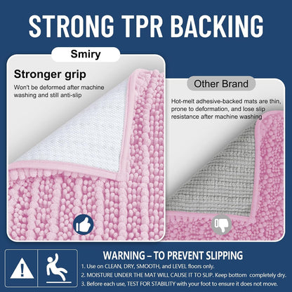 Bathroom Rugs 24X16, Extra Soft Rubber Backing Chenille Bath Mats