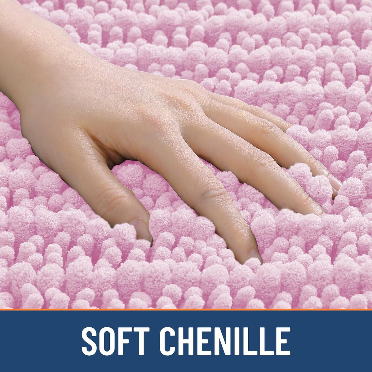 Bathroom Rugs 24X16, Extra Soft Rubber Backing Chenille Bath Mats