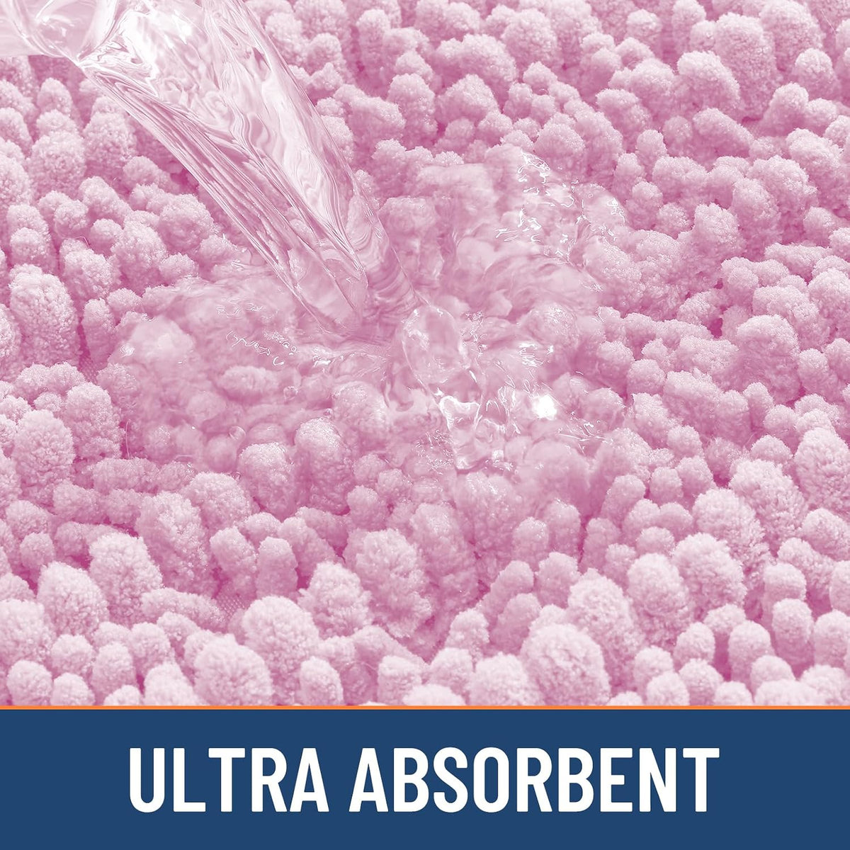 Bathroom Rugs 24X16, Extra Soft Rubber Backing Chenille Bath Mats