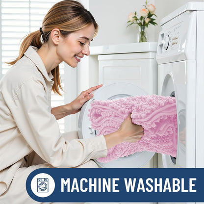 Bathroom Rugs 24X16, Extra Soft Rubber Backing Chenille Bath Mats