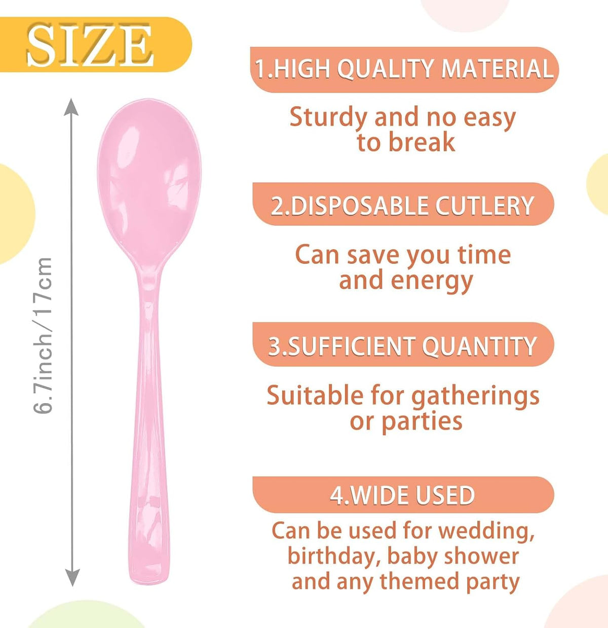 25 PCS Light Pink Plastic Spoons Disposable Utensils Heavy Duty Baby Pink Spoons Disposable Cutlery for Birthday Wedding Baby Shower Bridal Shower Plastic Silverware
