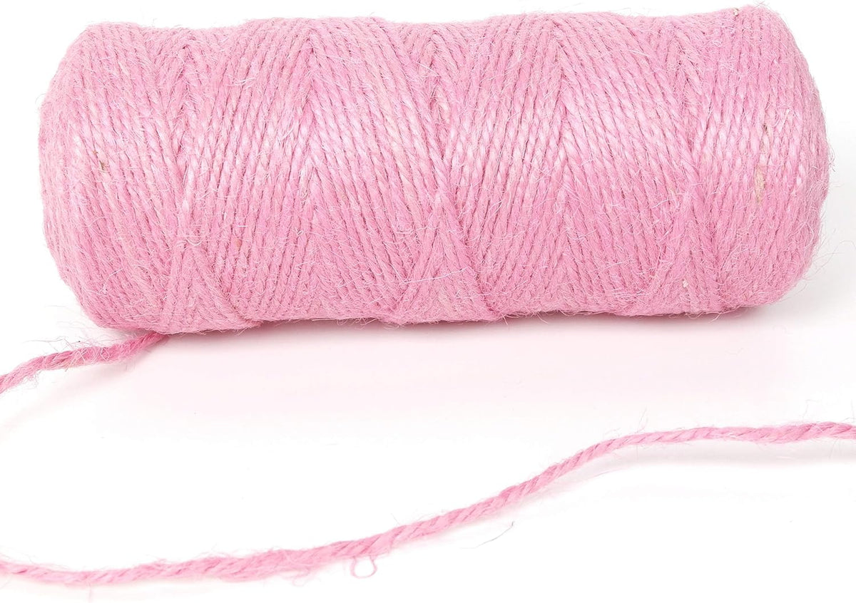 300 Feet Natural Jute Light Pink Twine String for Crafts Gift Christmas Decoration Durable String for Gardening Applications(Pink)