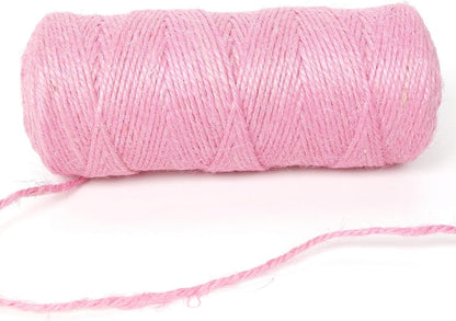 300 Feet Natural Jute Light Pink Twine String for Crafts Gift Christmas Decoration Durable String for Gardening Applications(Pink)