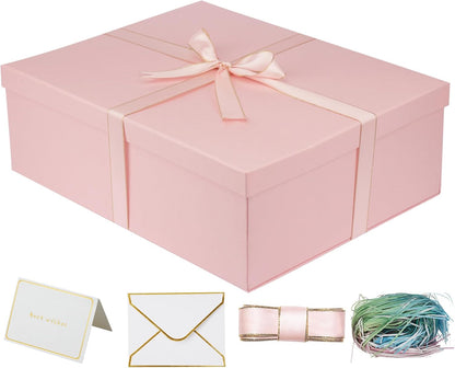 Large Pink Gift Box with Lid 16.5x13x5.5 inches