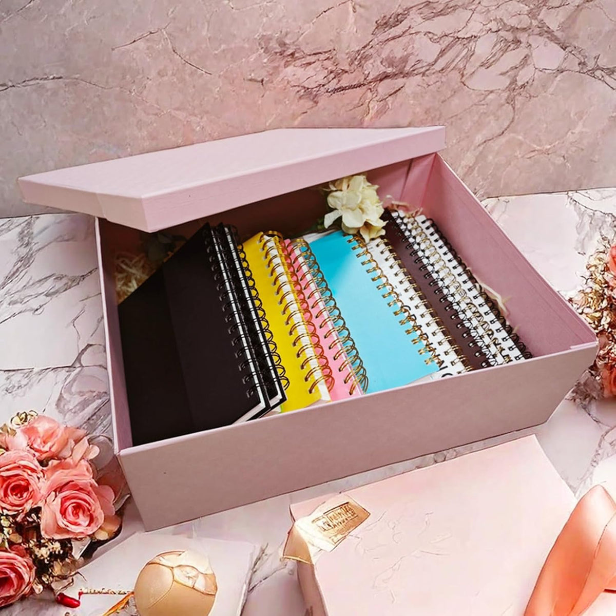 Large Pink Gift Box with Lid 16.5x13x5.5 inches