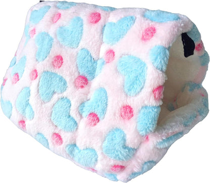 Small Animals Warm Fleece Bed Cage Hanging Cave Beds for Guinea-Pigs, Hamster, Squirrel, Chinchilla and Small Bird (L, Pink)