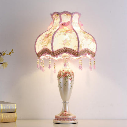 Pink Victorian Lamp Romantic Pastoral Fabric Table Lamp