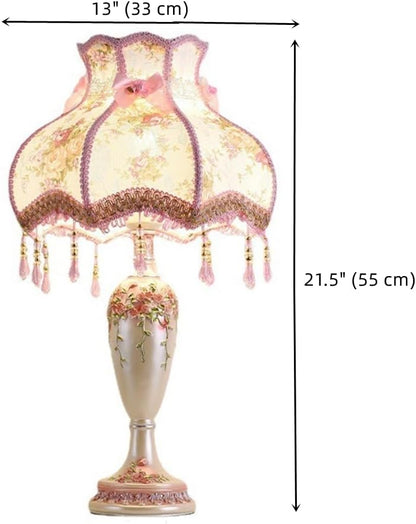 Pink Victorian Lamp Romantic Pastoral Fabric Table Lamp