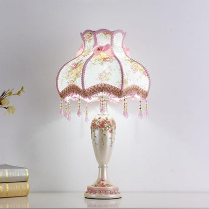 Pink Victorian Lamp Romantic Pastoral Fabric Table Lamp