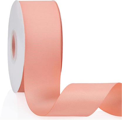 Peach 2" X 50 Yards Solid Color Double Faced Grosgrain Ribbon for Gifts Wrapping, Wedding, Party, Crafts
