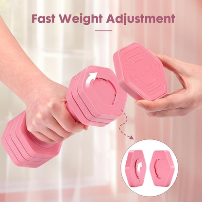 Adjustable Dumbbell Set, 4 in 1 Free Weights Dumbbells Set for Women, Weights for Women at Home, 2lb 3lb 4lb 5lb with TPU Soft Rubber Handle for Home Gym Exercise Training